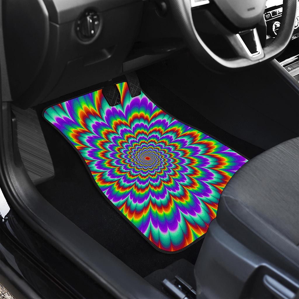 Psychedelic Expansion Optical Illusion Front and Back Car Floor Mats