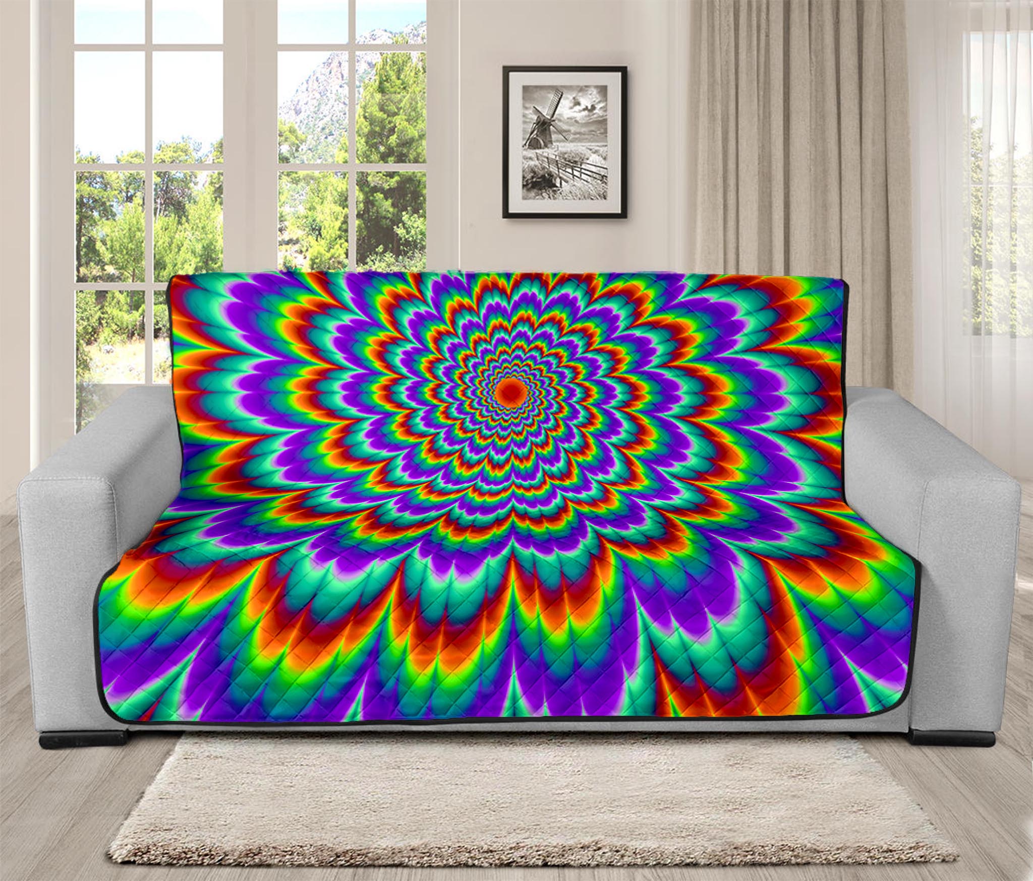 Psychedelic Expansion Optical Illusion Futon Protector