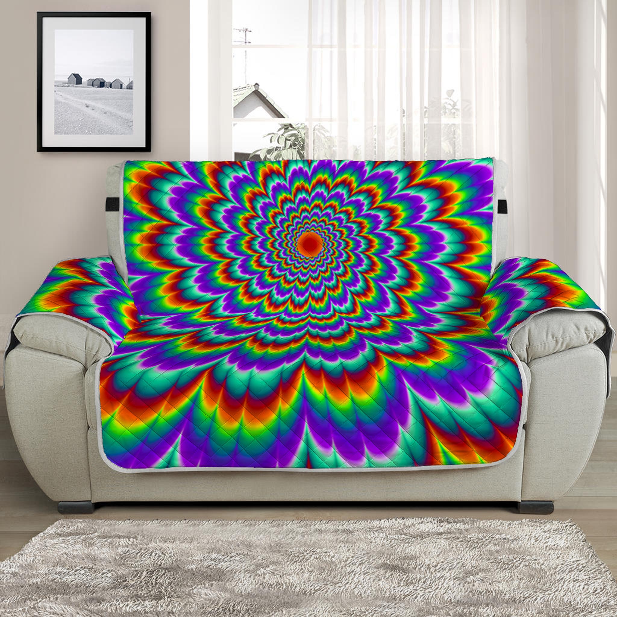 Psychedelic Expansion Optical Illusion Half Sofa Protector