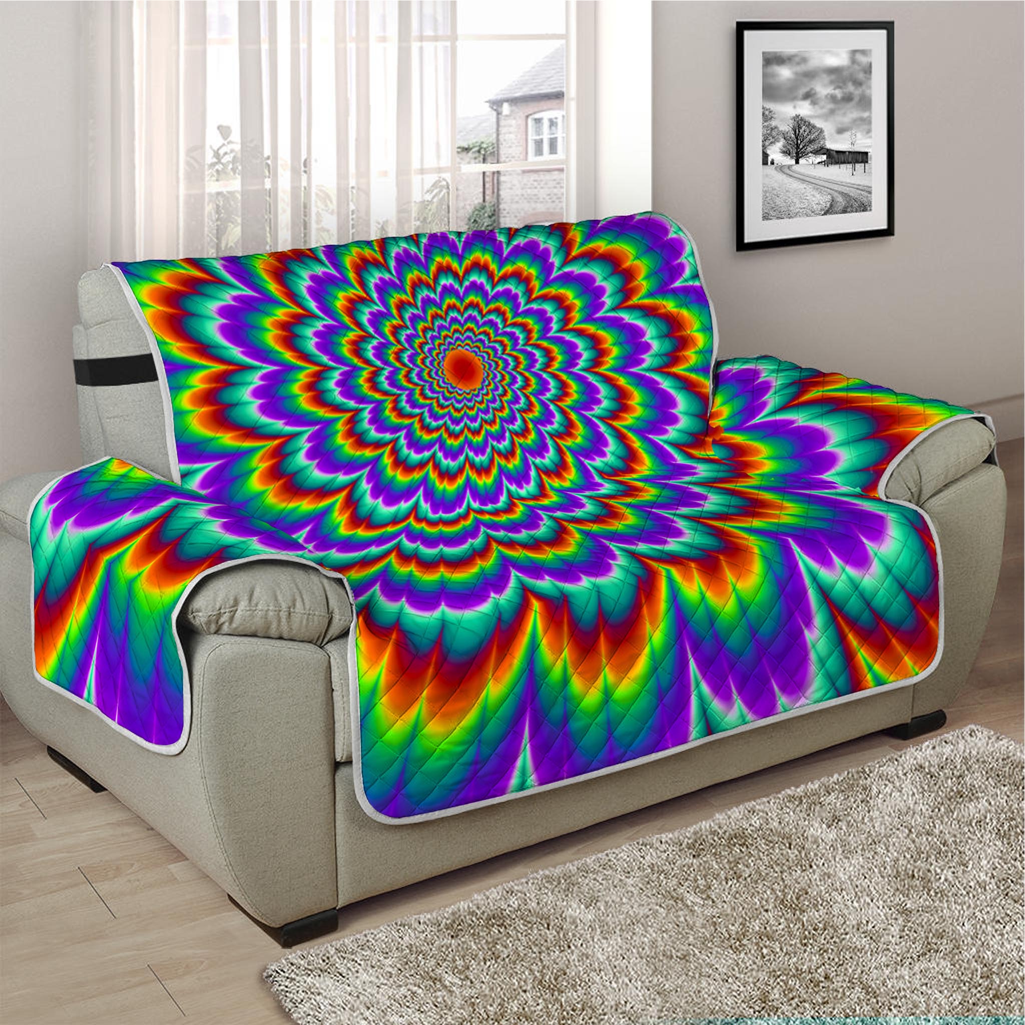 Psychedelic Expansion Optical Illusion Half Sofa Protector