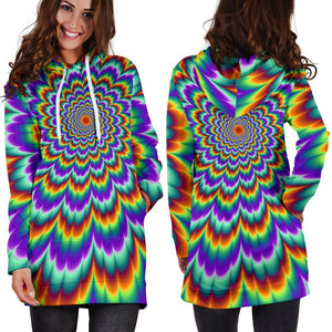 Psychedelic Expansion Optical Illusion Hoodie Dress GearFrost