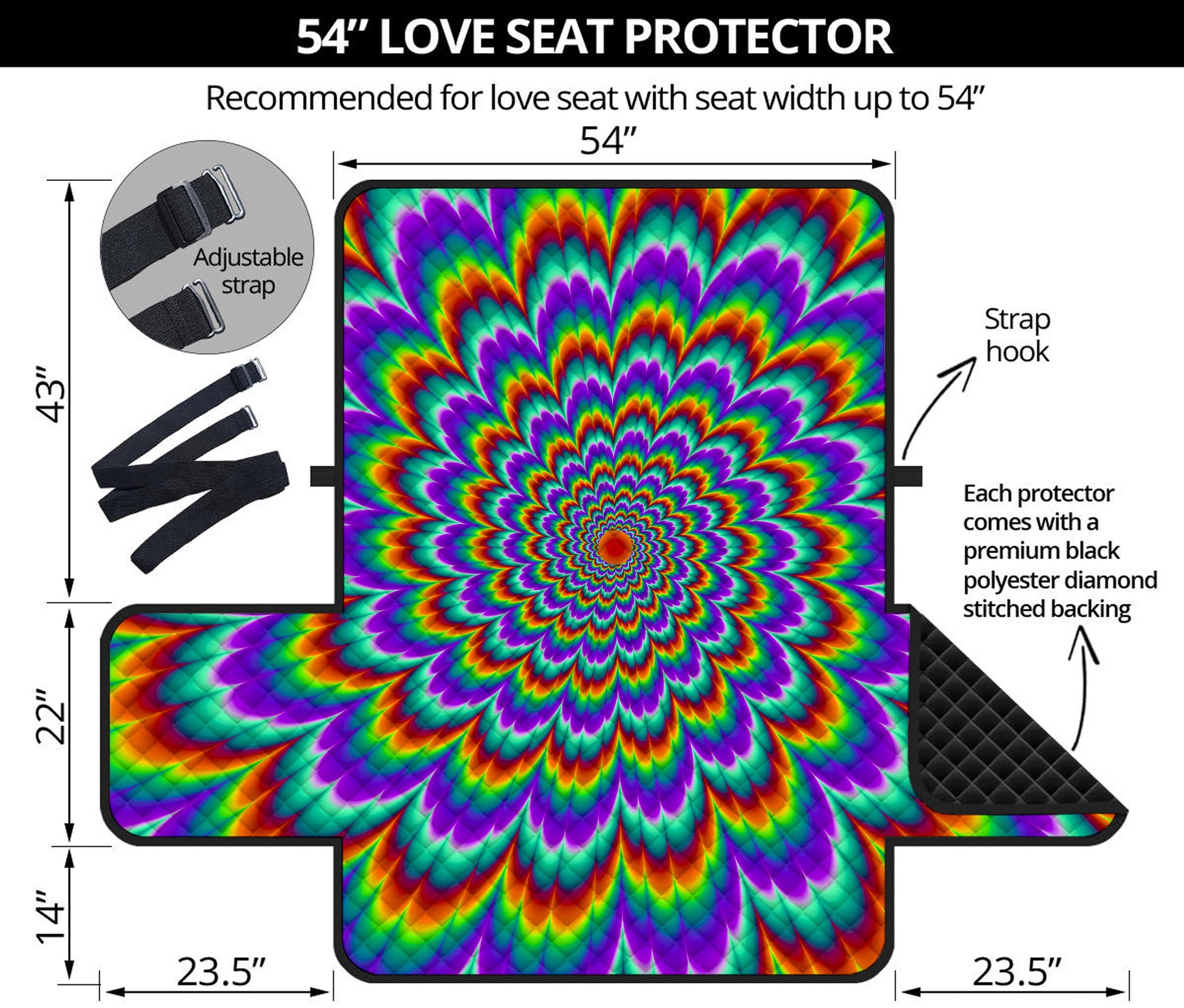 Psychedelic Expansion Optical Illusion Loveseat Protector