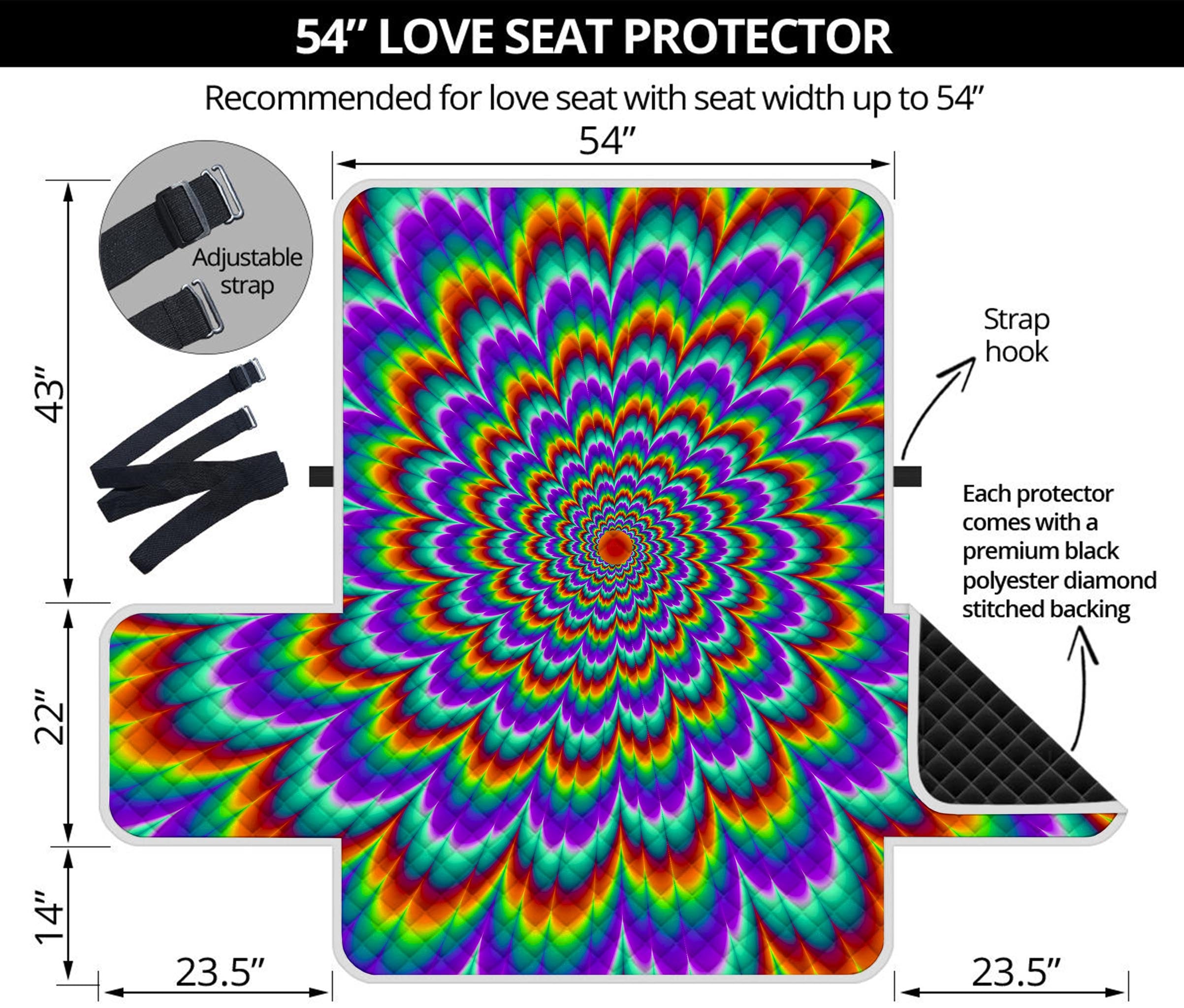 Psychedelic Expansion Optical Illusion Loveseat Protector