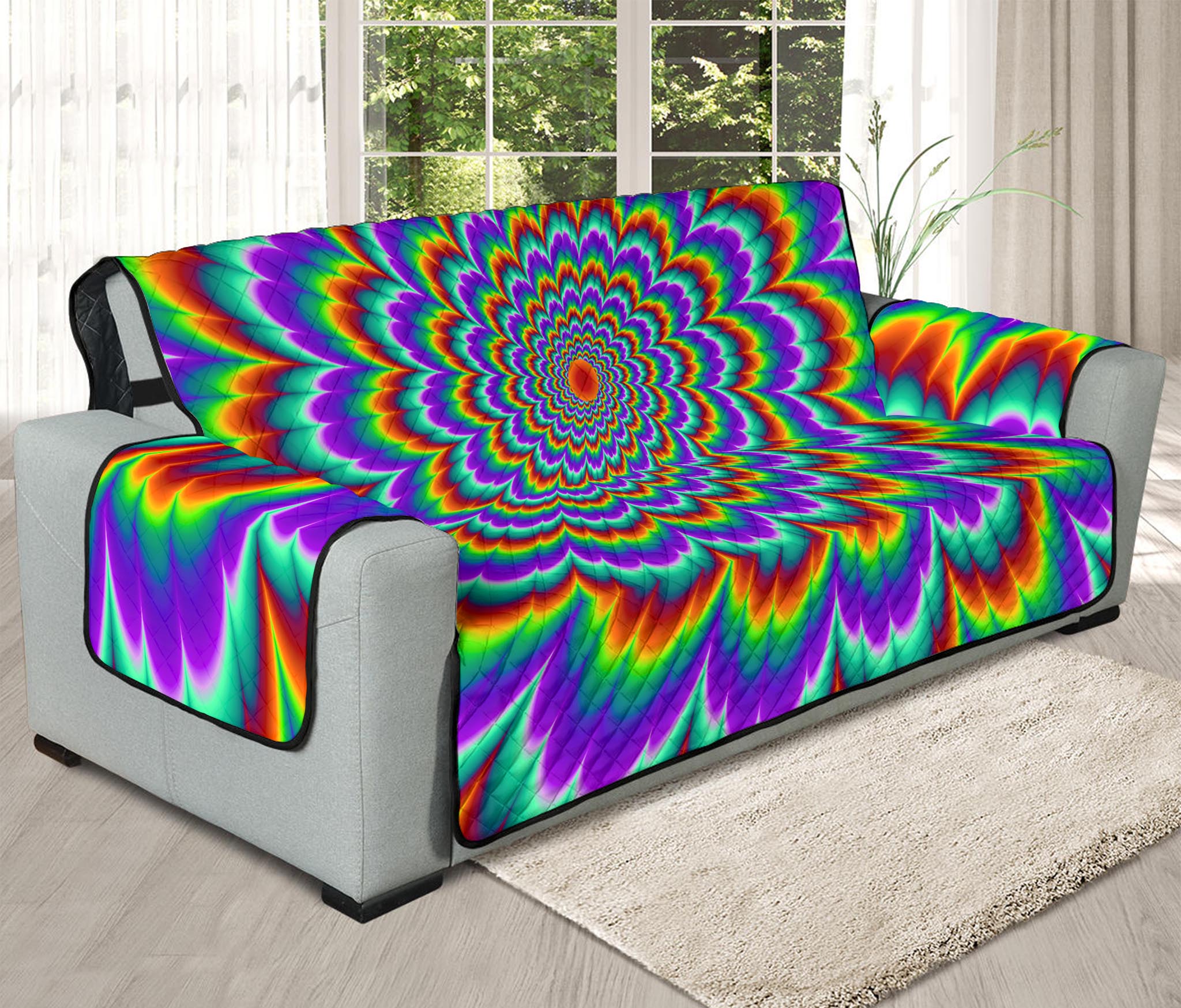 Psychedelic Expansion Optical Illusion Oversized Sofa Protector