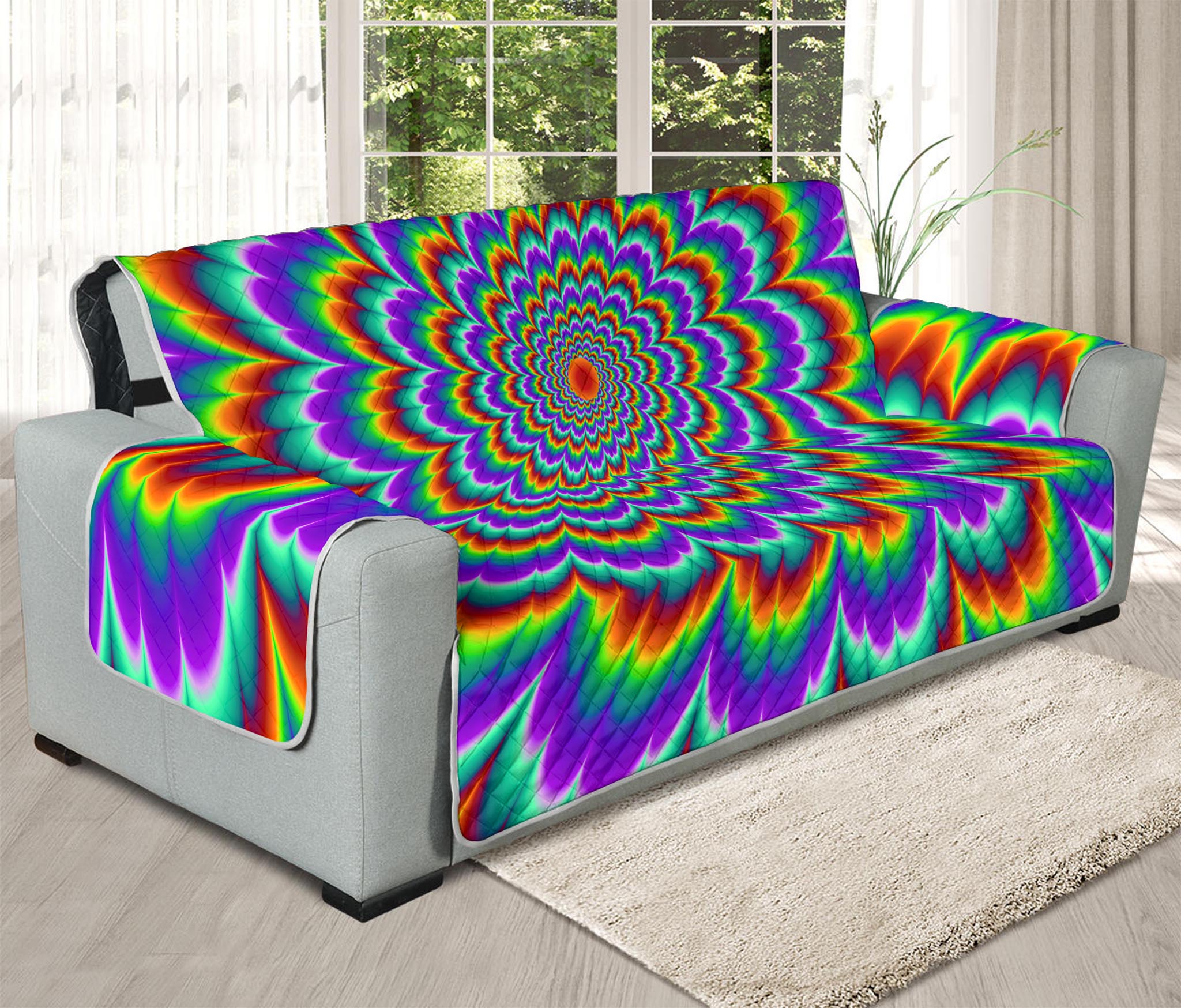 Psychedelic Expansion Optical Illusion Oversized Sofa Protector