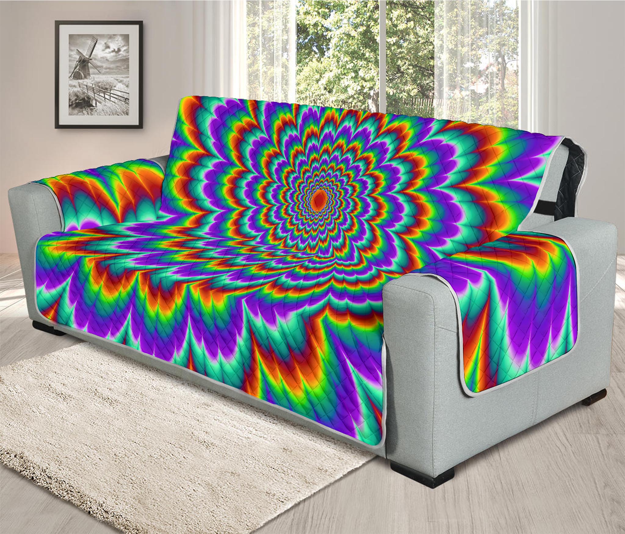 Psychedelic Expansion Optical Illusion Oversized Sofa Protector