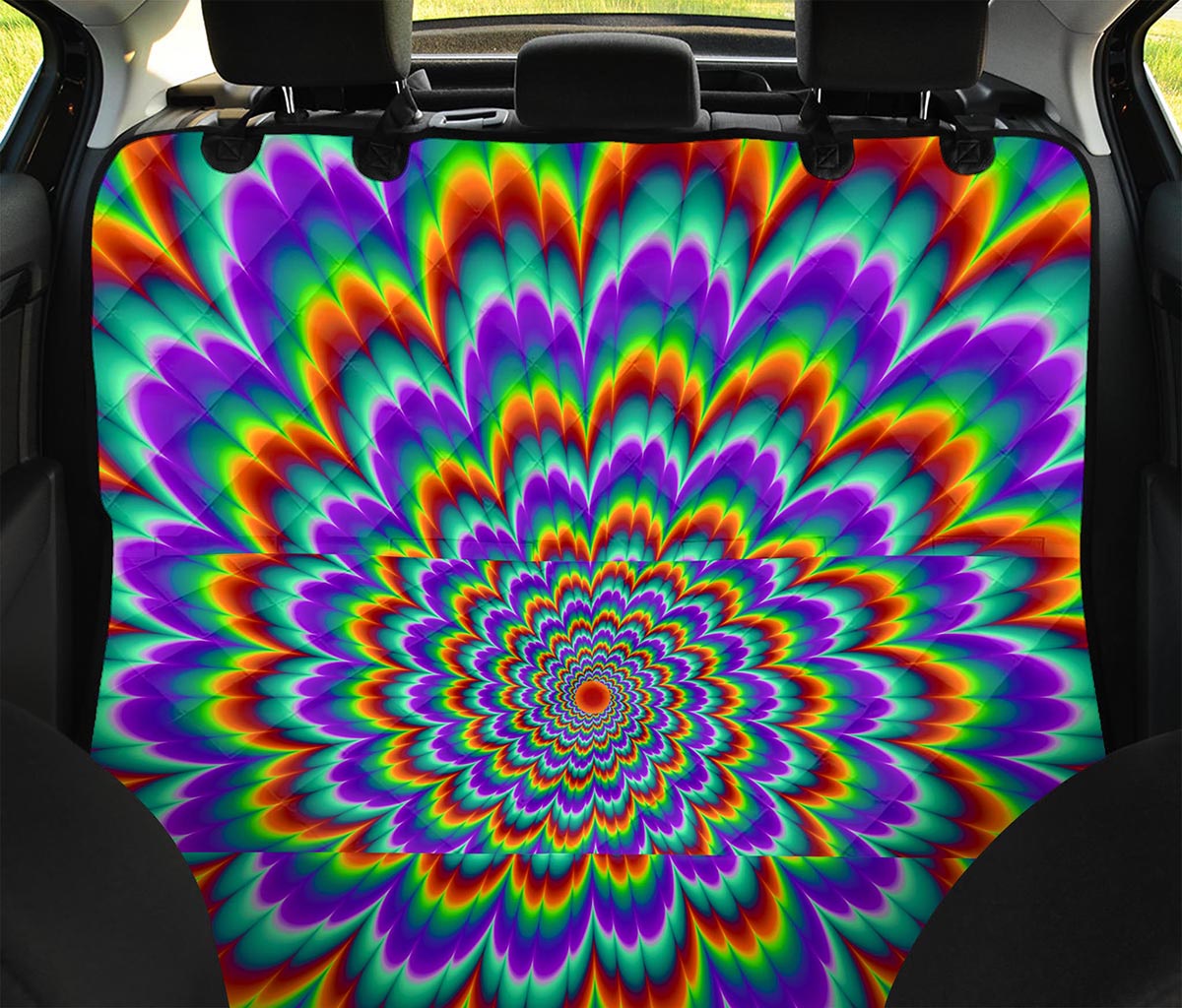Psychedelic Expansion Optical Illusion Pet Car Back Seat Cover