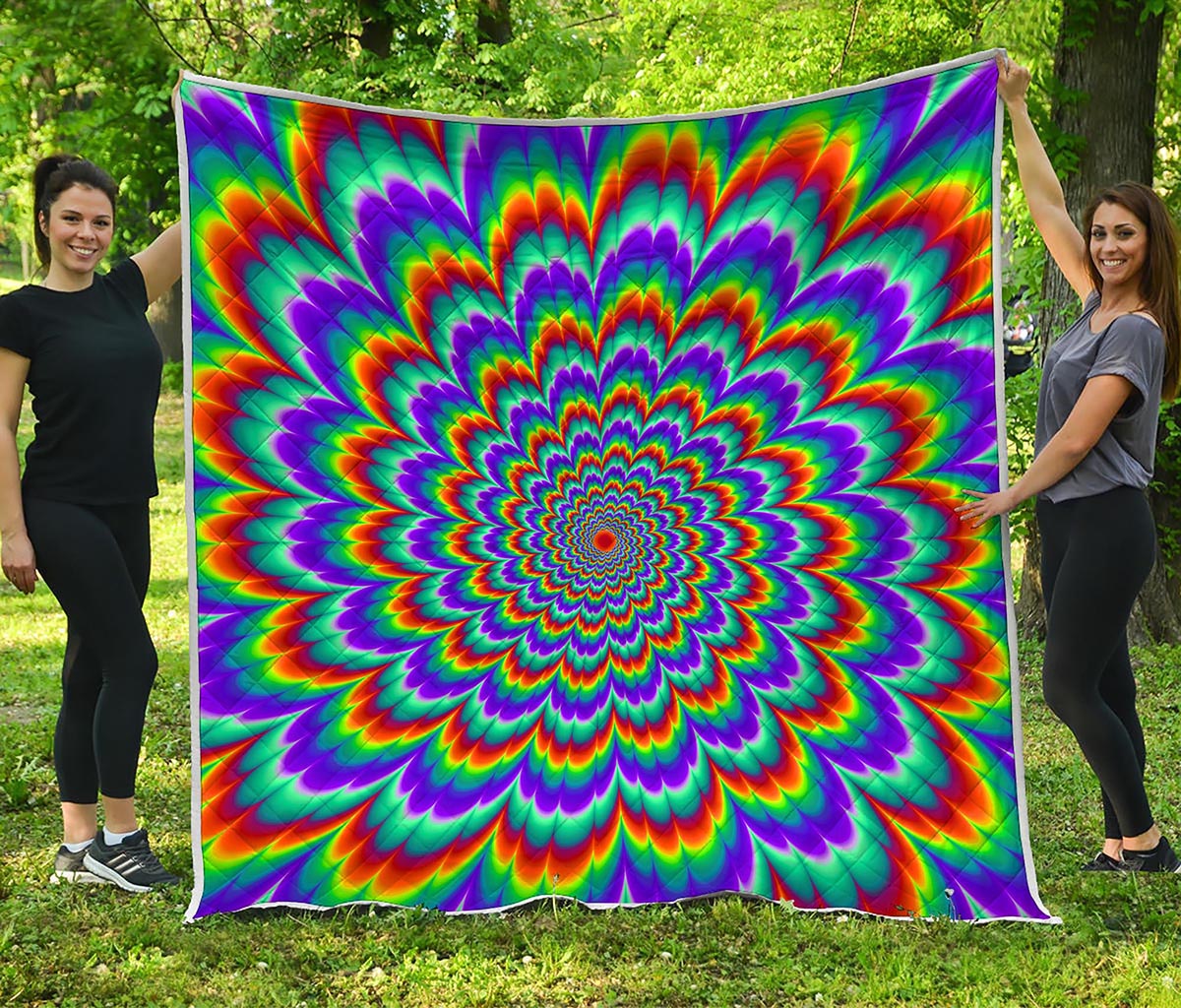 Psychedelic Expansion Optical Illusion Quilt
