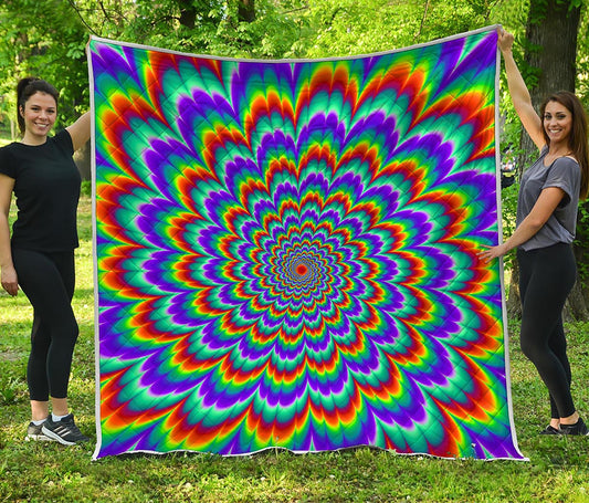 Psychedelic Expansion Optical Illusion Quilt
