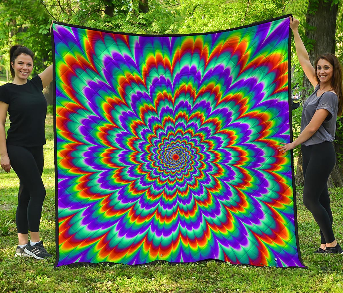 Psychedelic Expansion Optical Illusion Quilt