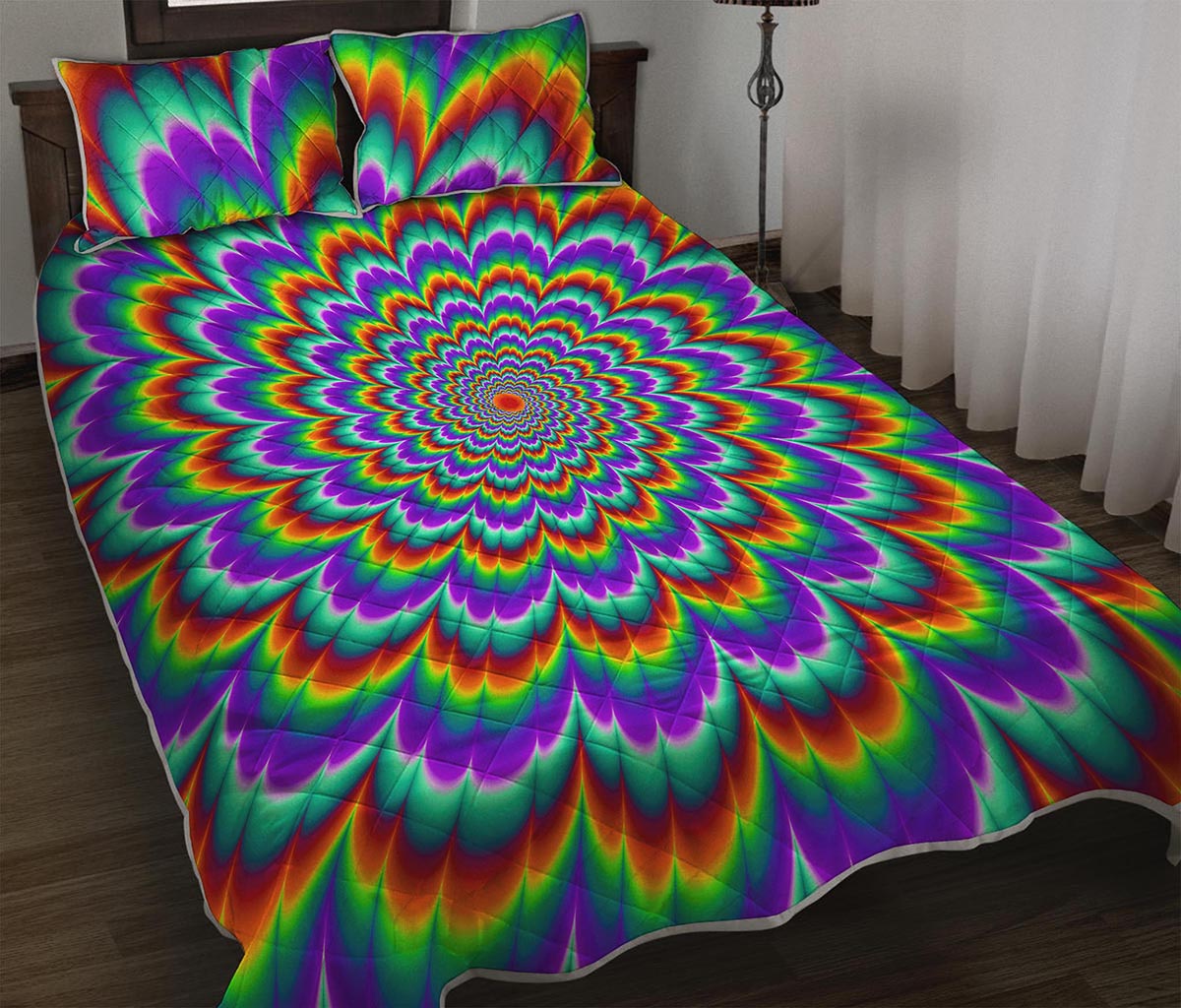 Psychedelic Expansion Optical Illusion Quilt Bed Set