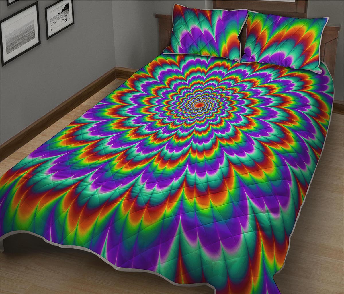 Psychedelic Expansion Optical Illusion Quilt Bed Set