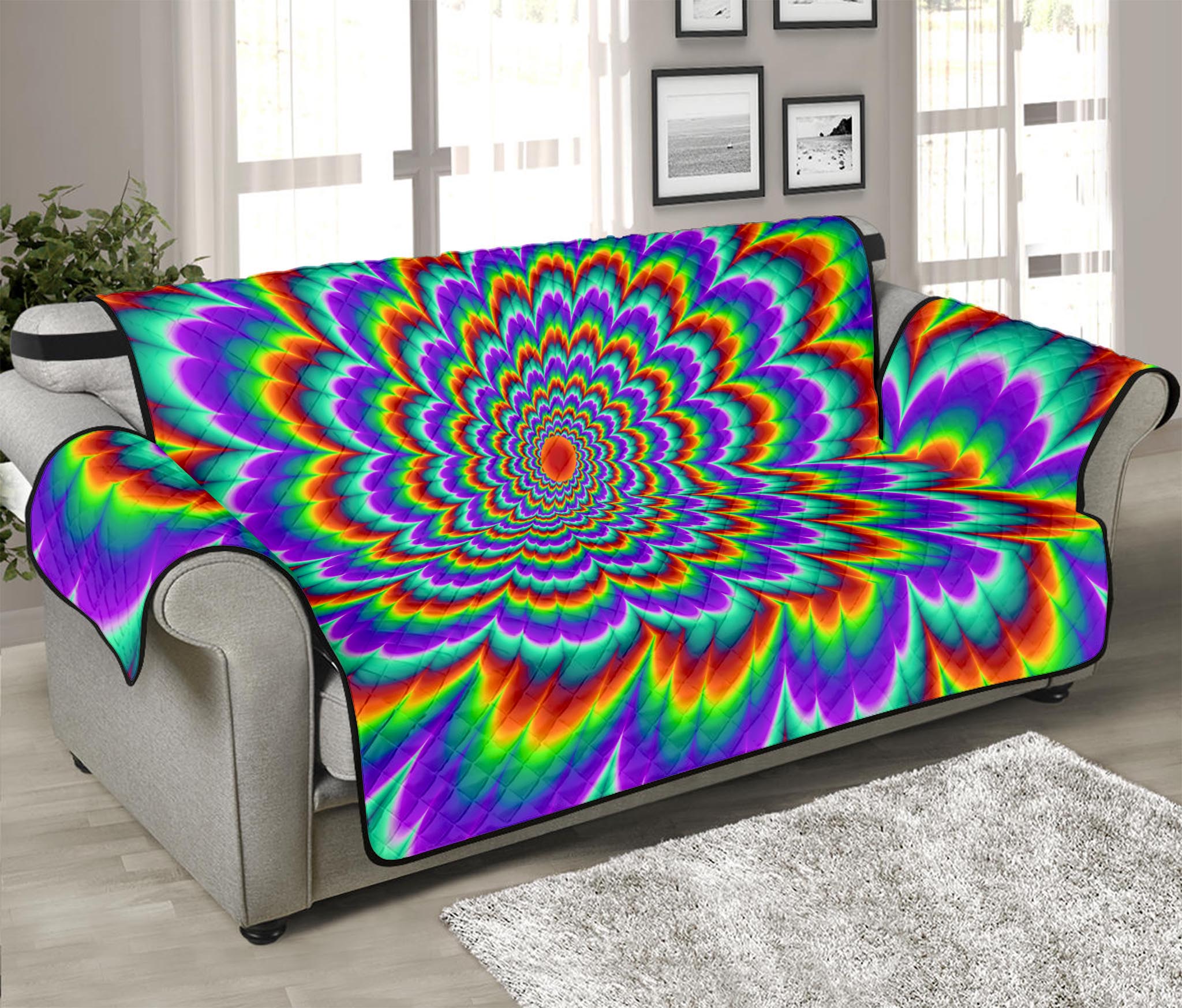 Psychedelic Expansion Optical Illusion Sofa Protector