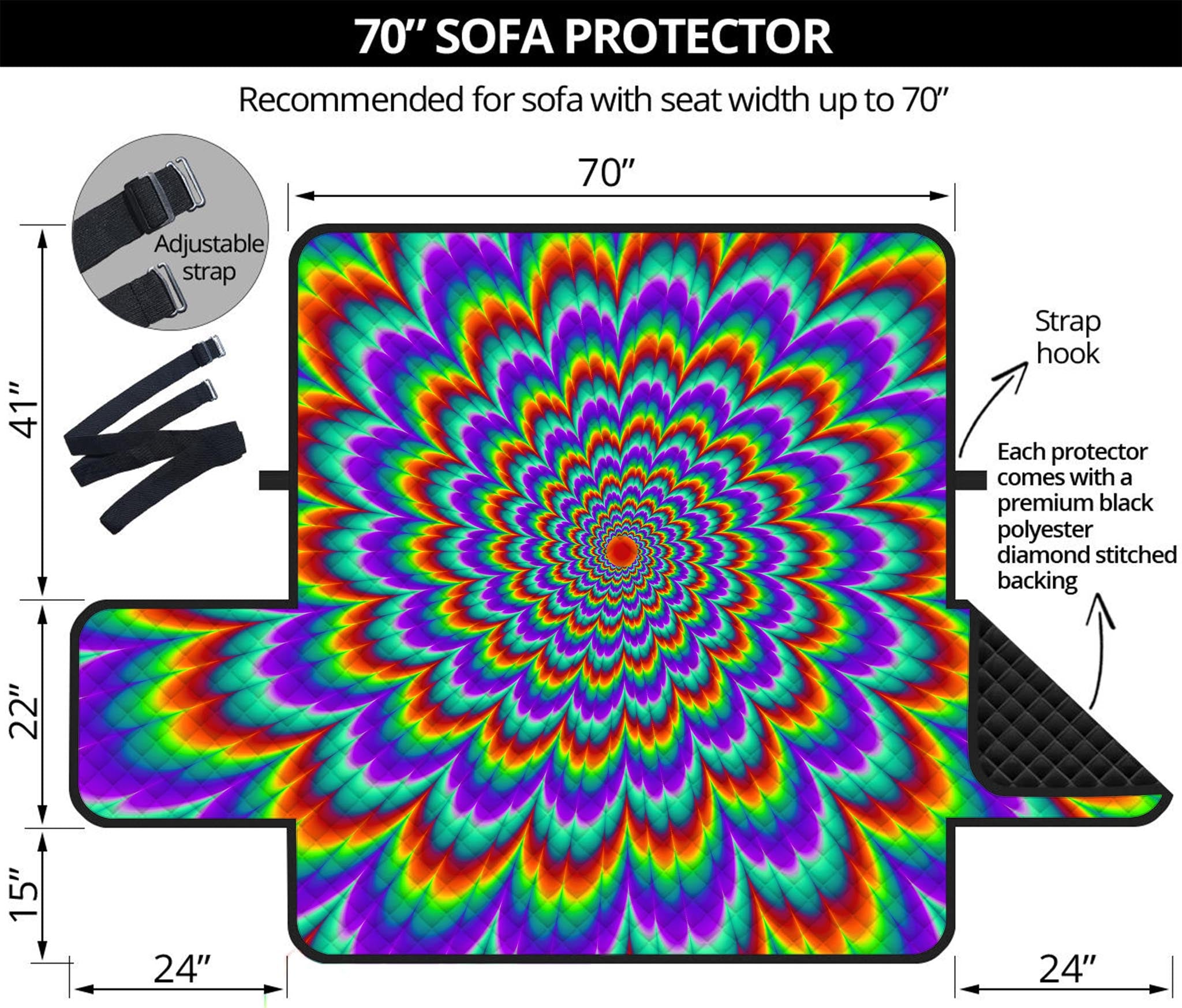 Psychedelic Expansion Optical Illusion Sofa Protector