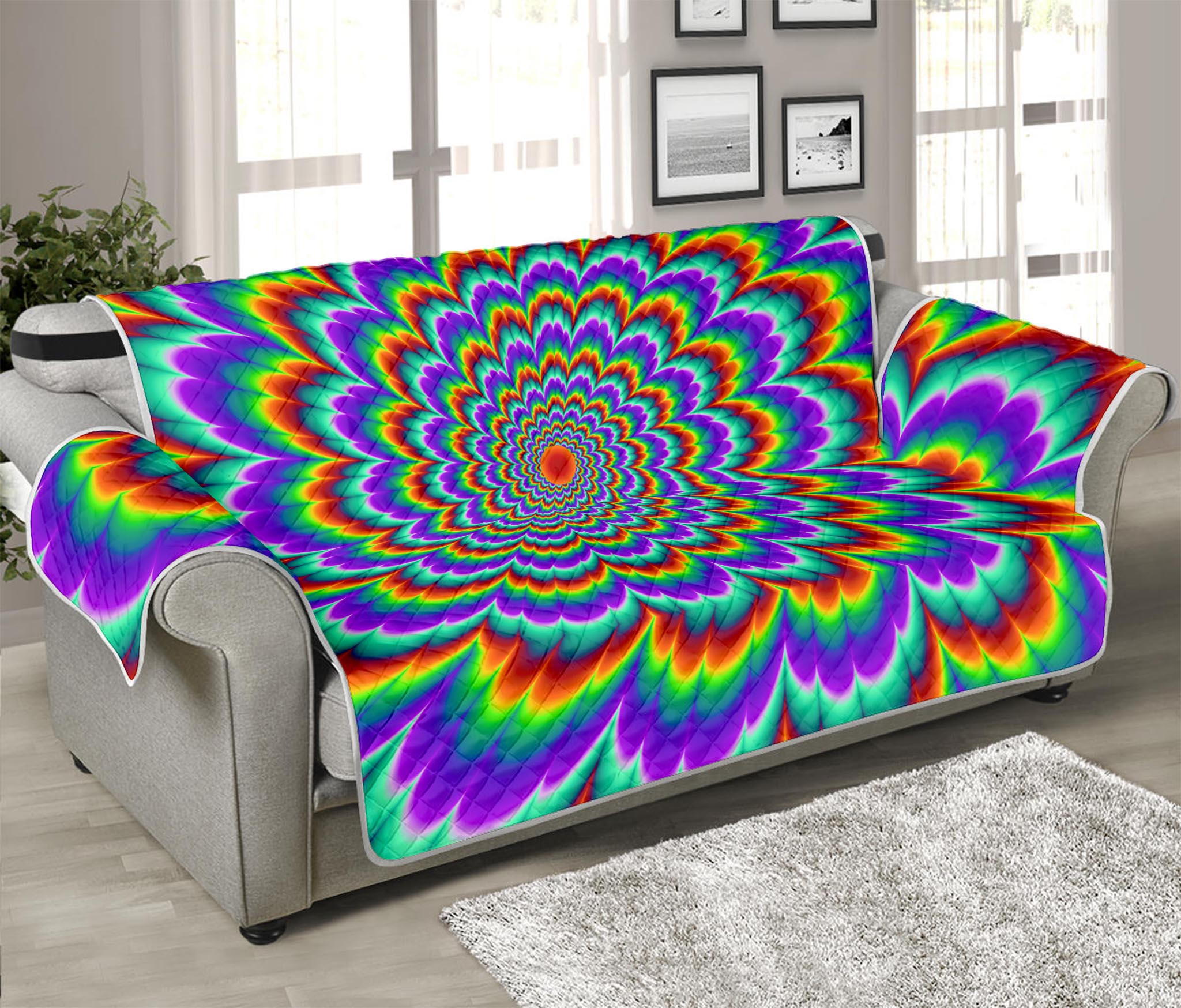 Psychedelic Expansion Optical Illusion Sofa Protector