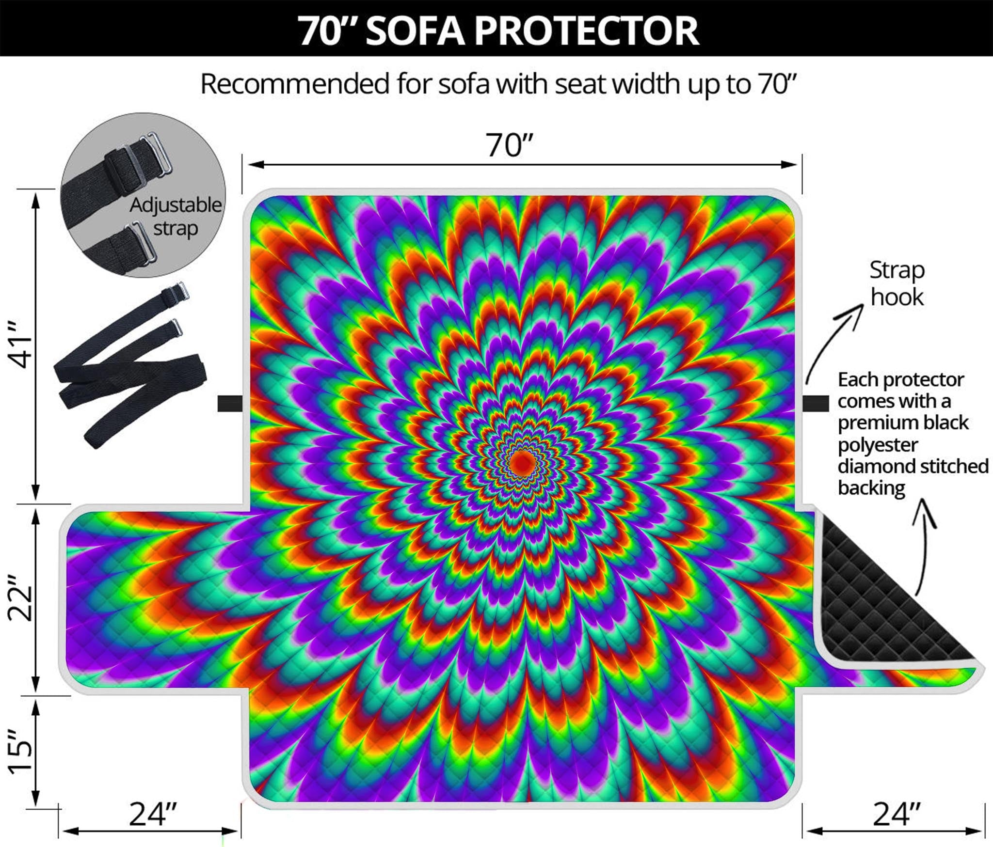 Psychedelic Expansion Optical Illusion Sofa Protector