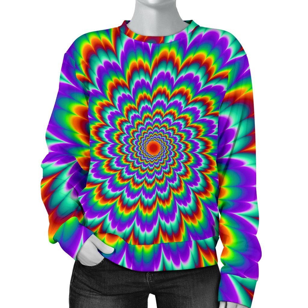 Psychedelic Expansion Optical Illusion Women's Crewneck Sweatshirt GearFrost