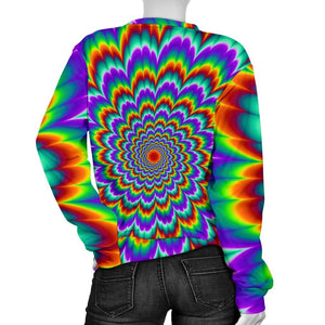 Psychedelic Expansion Optical Illusion Women's Crewneck Sweatshirt GearFrost