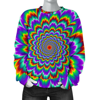 Psychedelic Expansion Optical Illusion Women's Crewneck Sweatshirt GearFrost