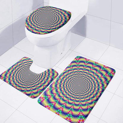 Psychedelic Explosion Optical Illusion 3 Piece Bath Mat Set