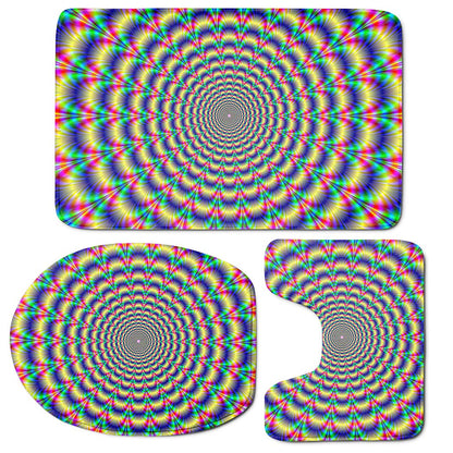 Psychedelic Explosion Optical Illusion 3 Piece Bath Mat Set