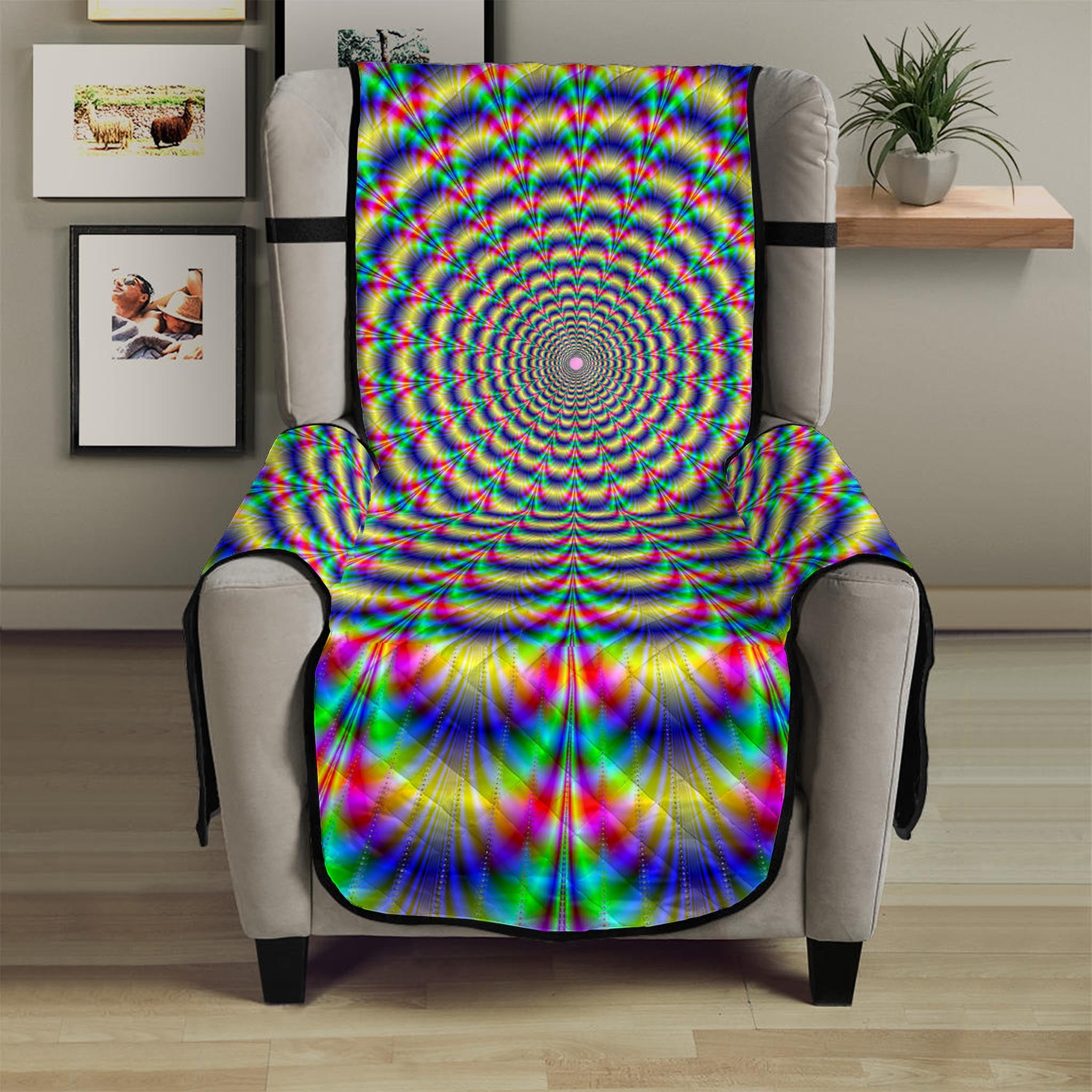 Psychedelic Explosion Optical Illusion Armchair Protector