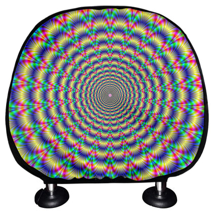 Psychedelic Explosion Optical Illusion Car Headrest Covers