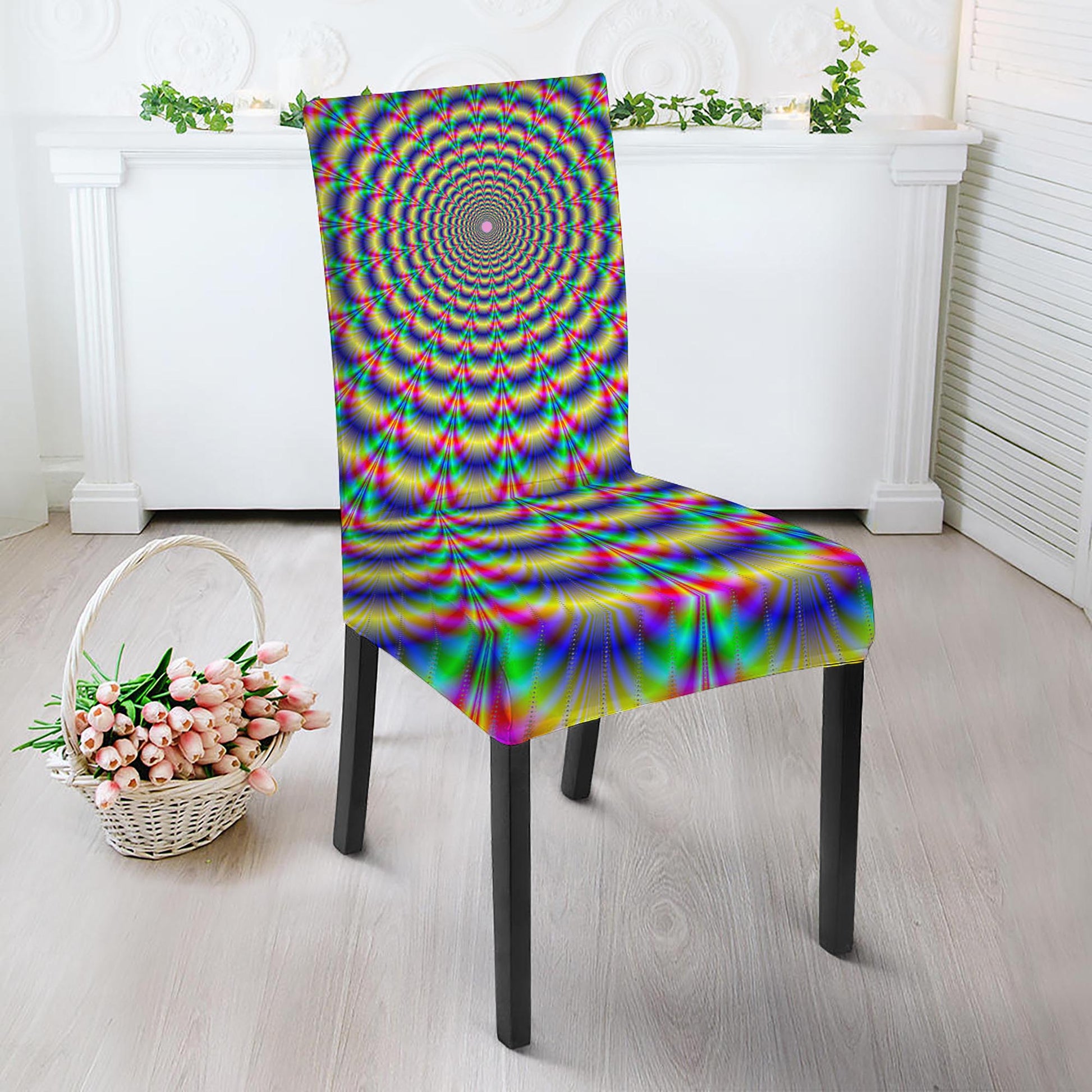 Psychedelic Explosion Optical Illusion Dining Chair Slipcover
