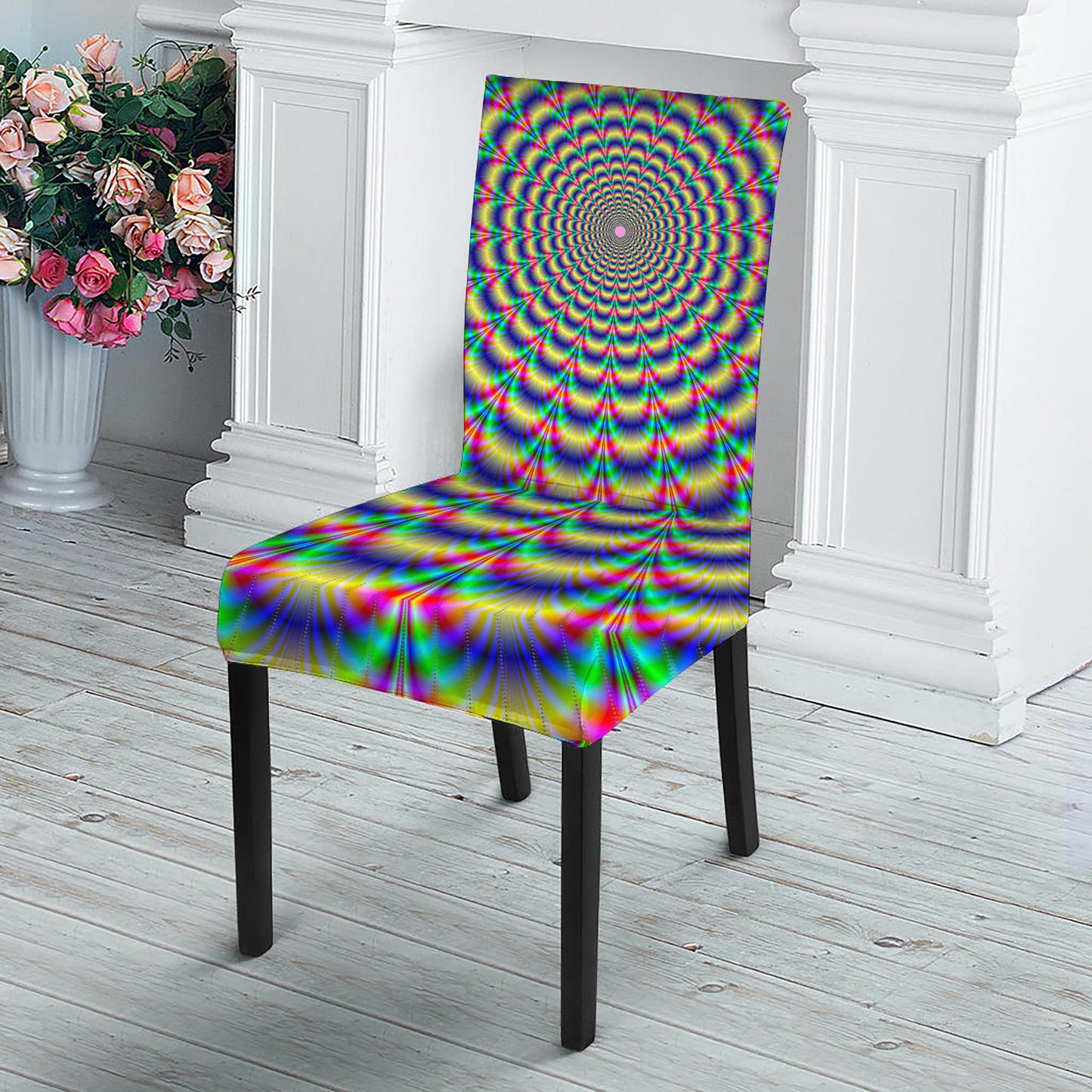 Psychedelic Explosion Optical Illusion Dining Chair Slipcover