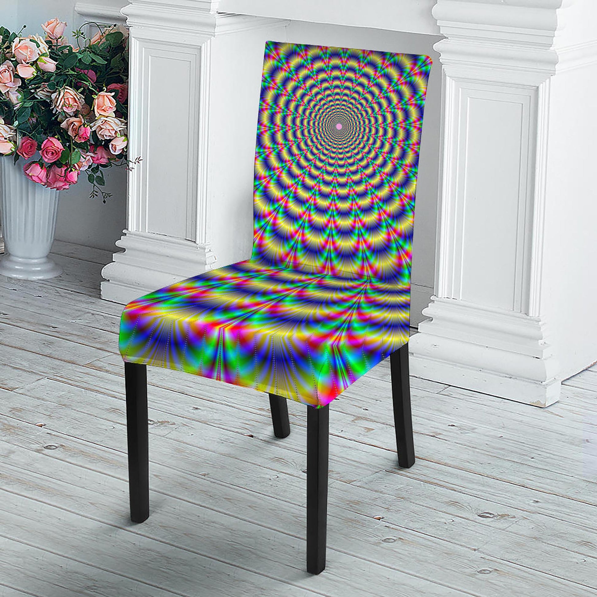 Psychedelic Explosion Optical Illusion Dining Chair Slipcover