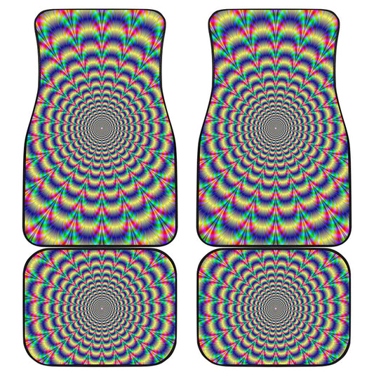 Psychedelic Explosion Optical Illusion Front and Back Car Floor Mats