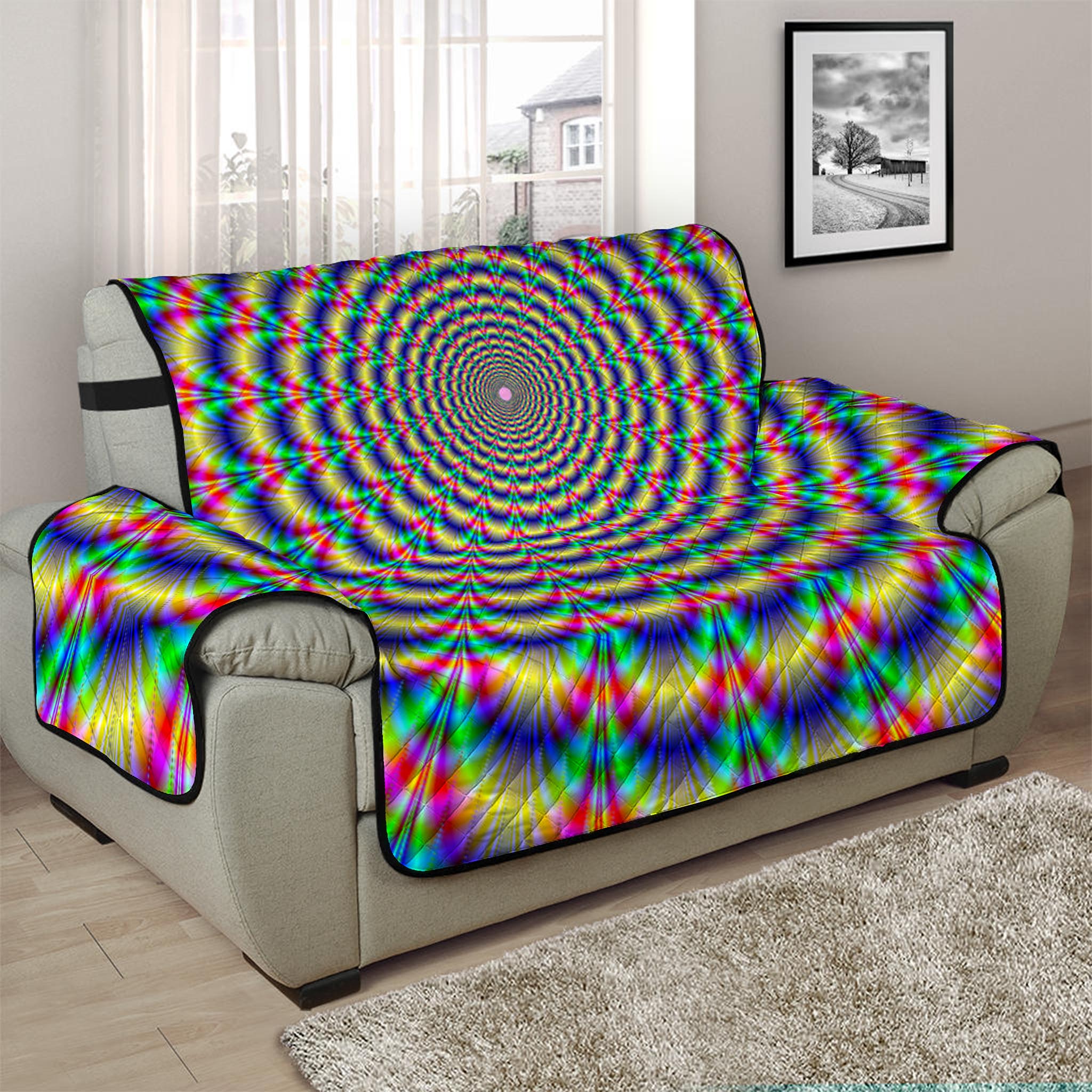 Psychedelic Explosion Optical Illusion Half Sofa Protector