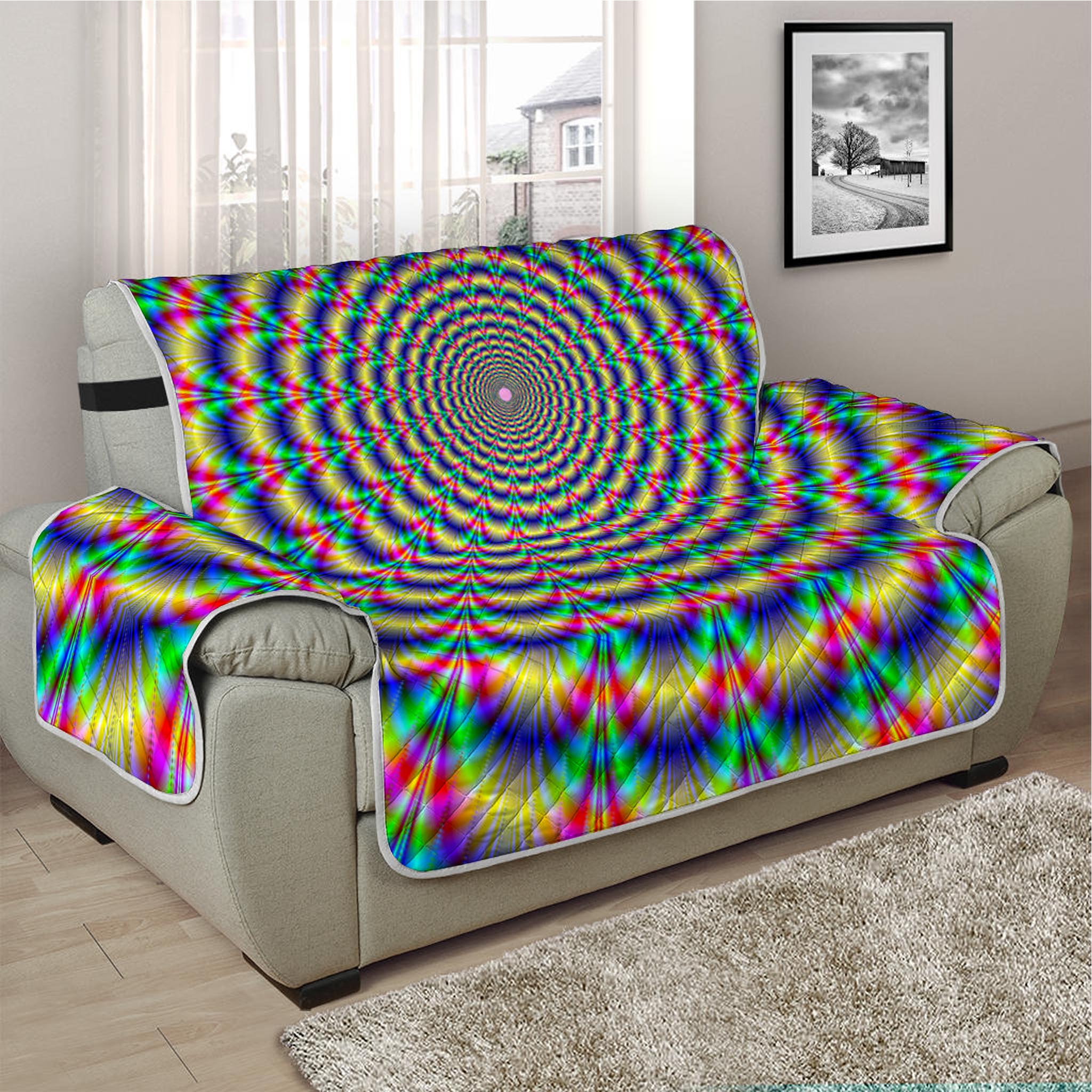 Psychedelic Explosion Optical Illusion Half Sofa Protector