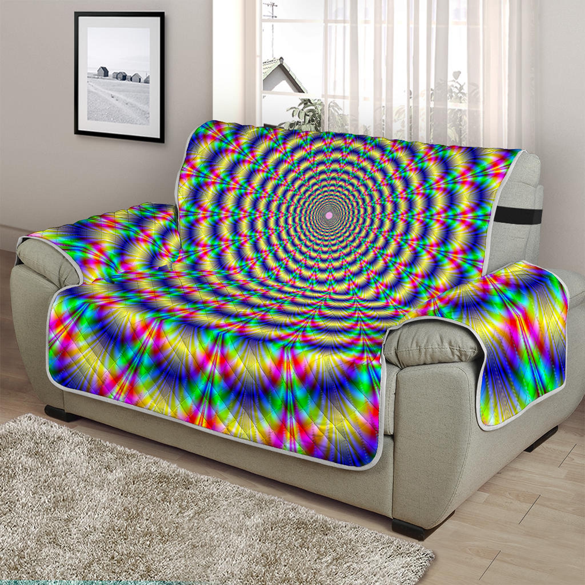 Psychedelic Explosion Optical Illusion Half Sofa Protector