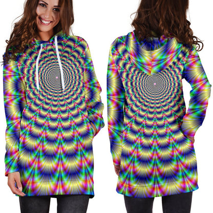 Psychedelic Explosion Optical Illusion Hoodie Dress GearFrost