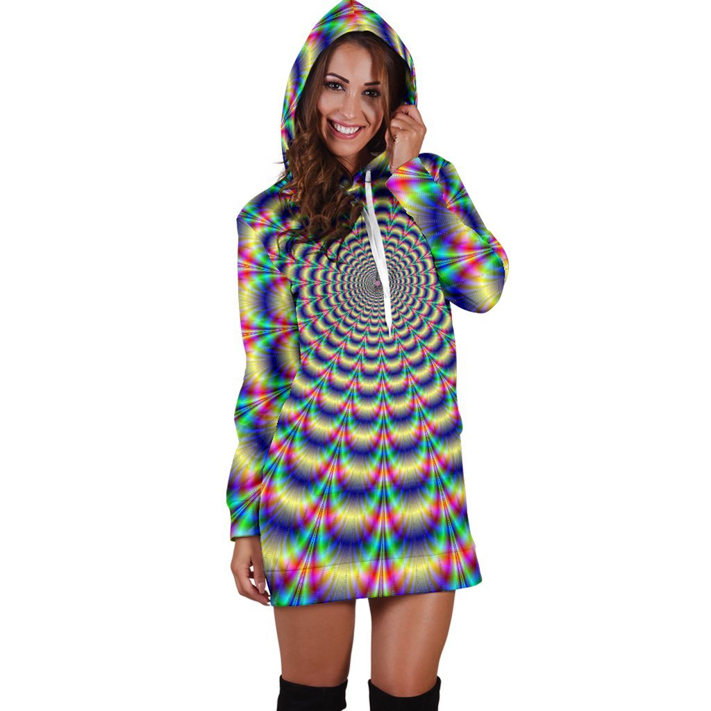 Psychedelic Explosion Optical Illusion Hoodie Dress GearFrost