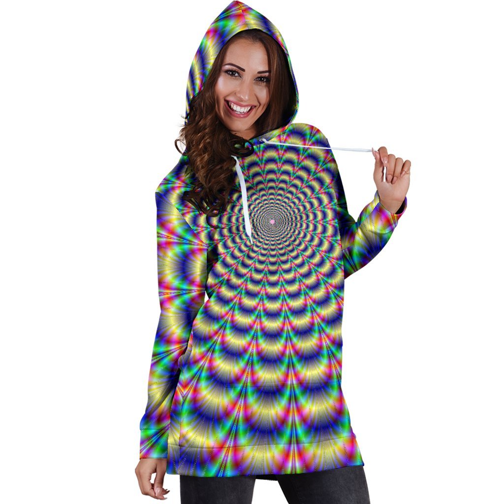 Psychedelic Explosion Optical Illusion Hoodie Dress GearFrost