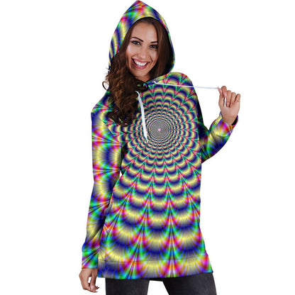 Psychedelic Explosion Optical Illusion Hoodie Dress GearFrost