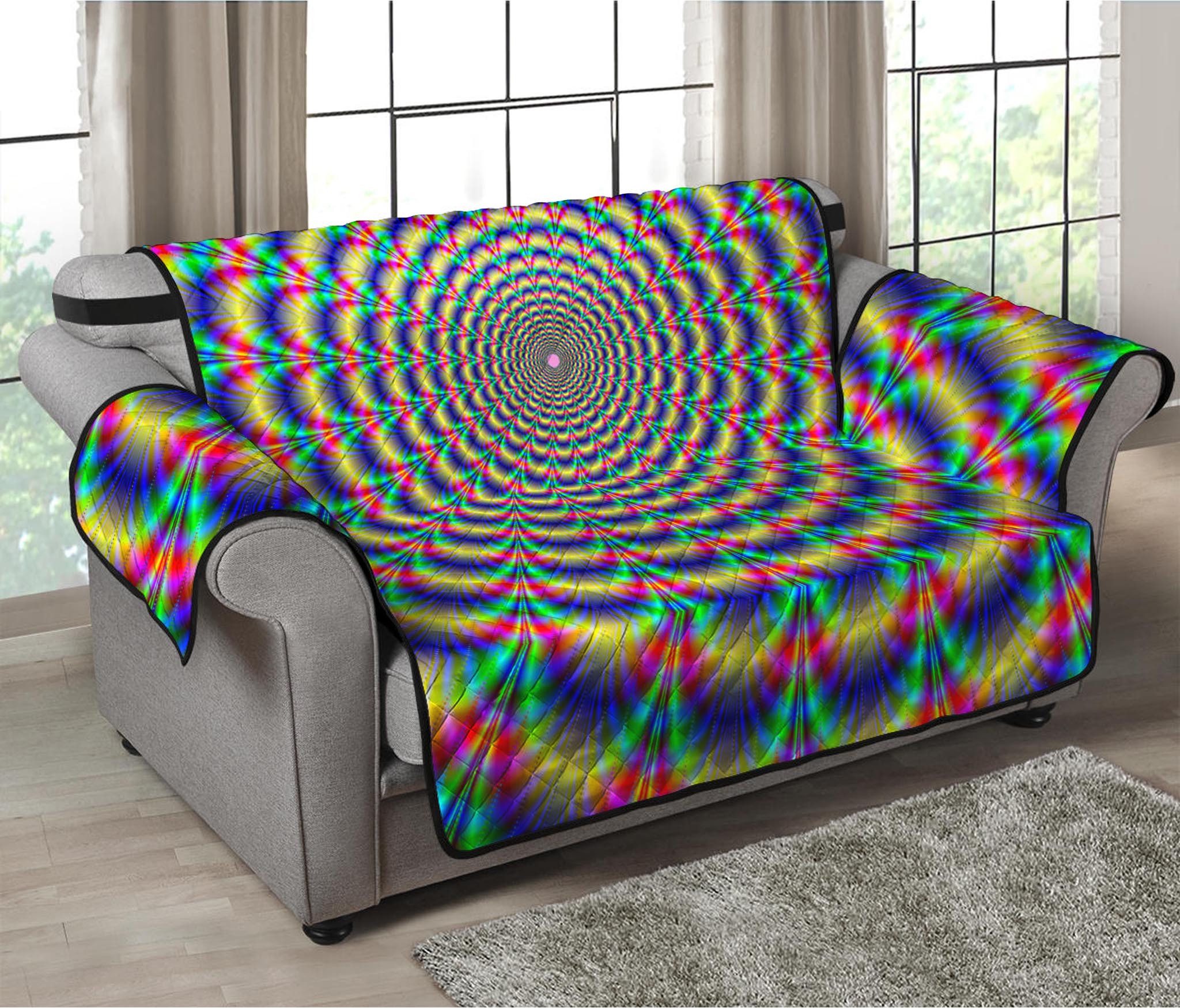 Psychedelic Explosion Optical Illusion Loveseat Protector