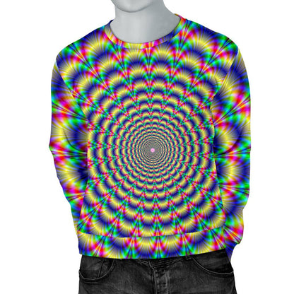 Psychedelic Explosion Optical Illusion Men's Crewneck Sweatshirt GearFrost