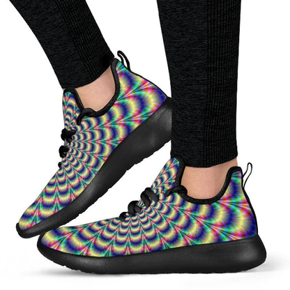 Psychedelic Explosion Optical Illusion Mesh Knit Shoes GearFrost