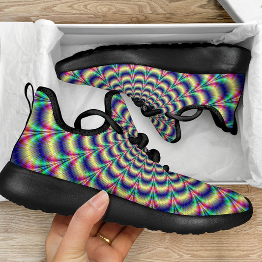 Psychedelic Explosion Optical Illusion Mesh Knit Shoes GearFrost