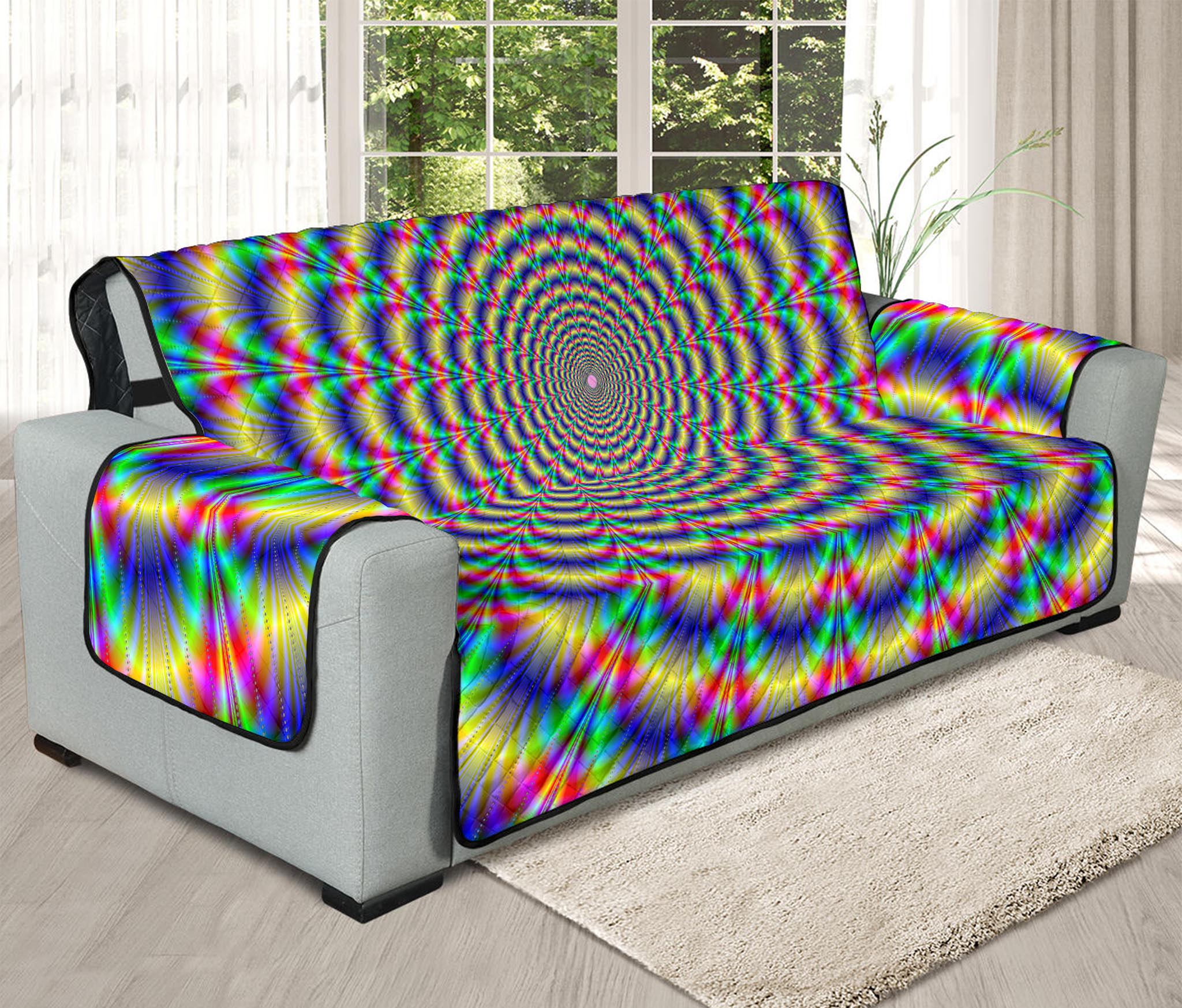 Psychedelic Explosion Optical Illusion Oversized Sofa Protector