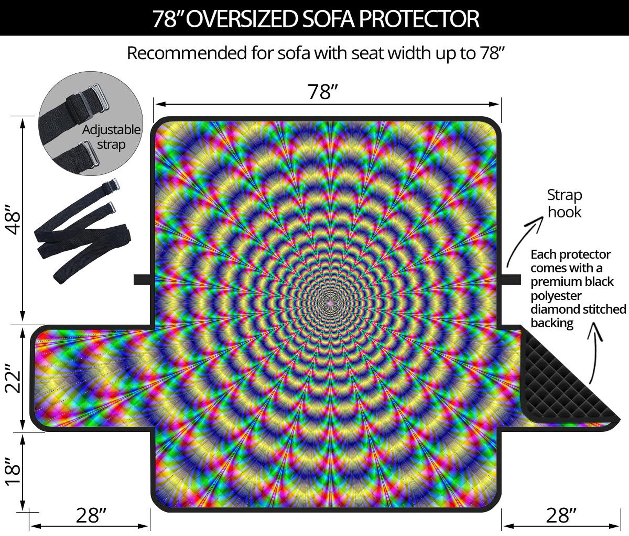 Psychedelic Explosion Optical Illusion Oversized Sofa Protector