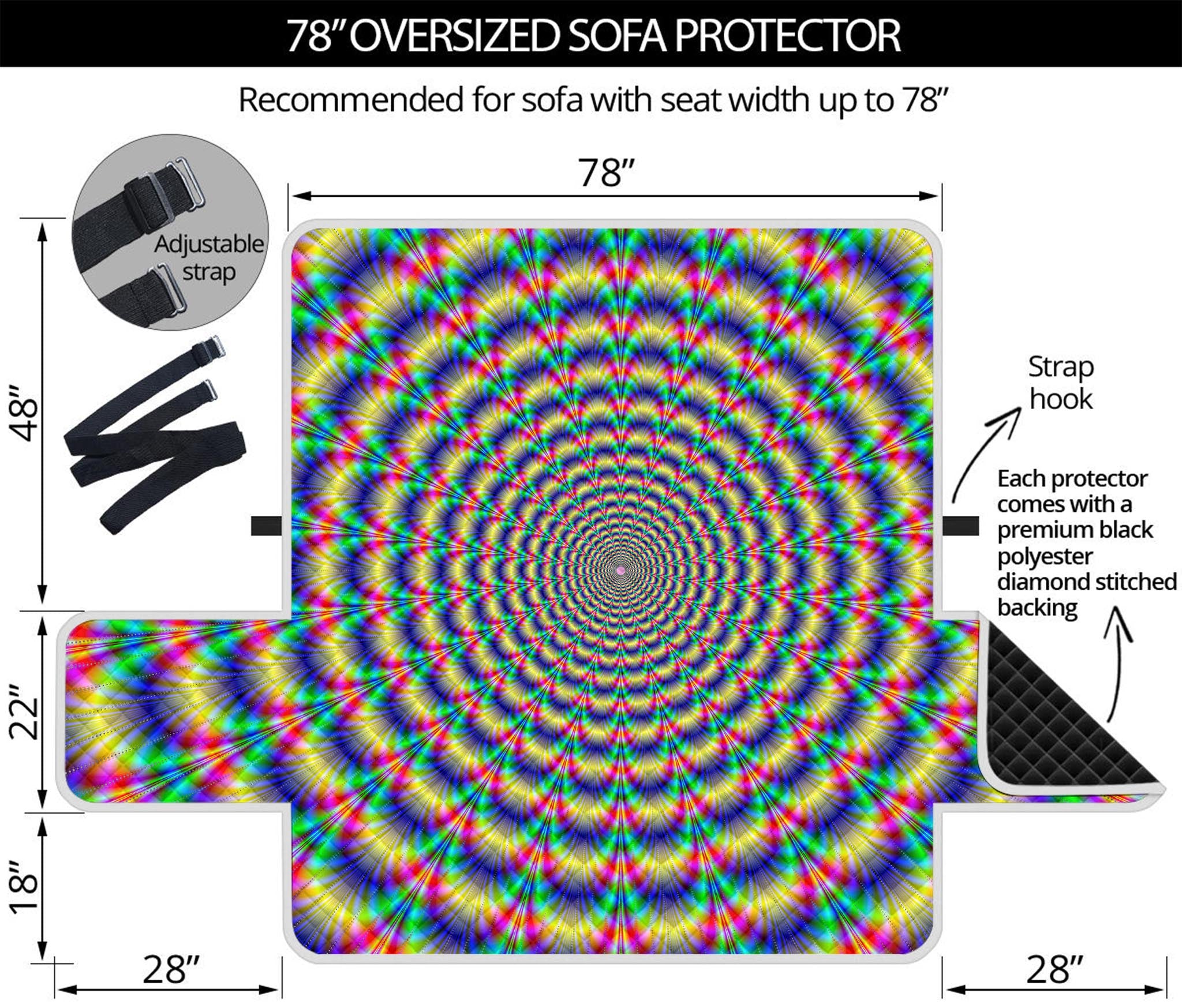 Psychedelic Explosion Optical Illusion Oversized Sofa Protector