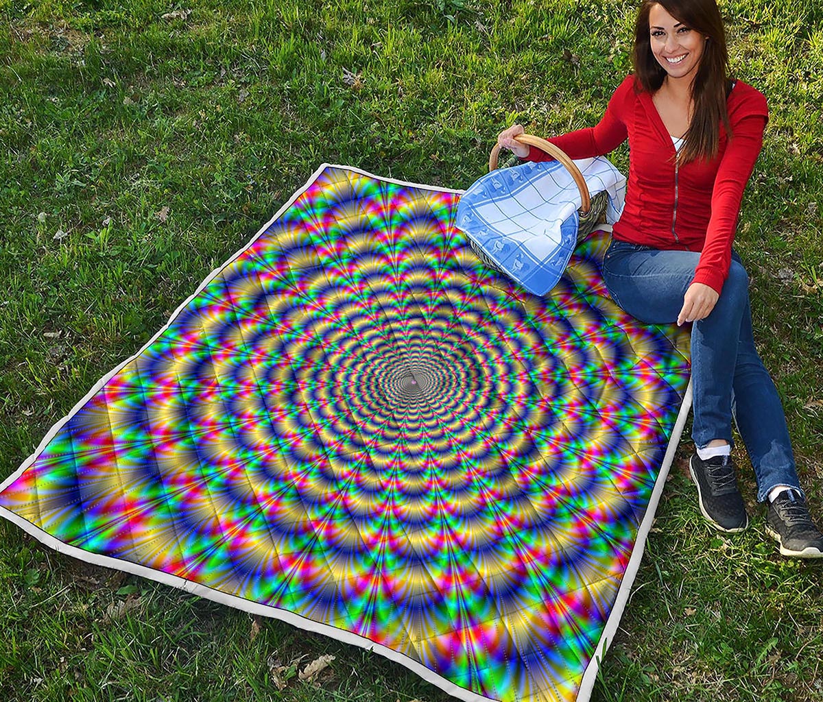 Psychedelic Explosion Optical Illusion Quilt