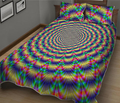 Psychedelic Explosion Optical Illusion Quilt Bed Set