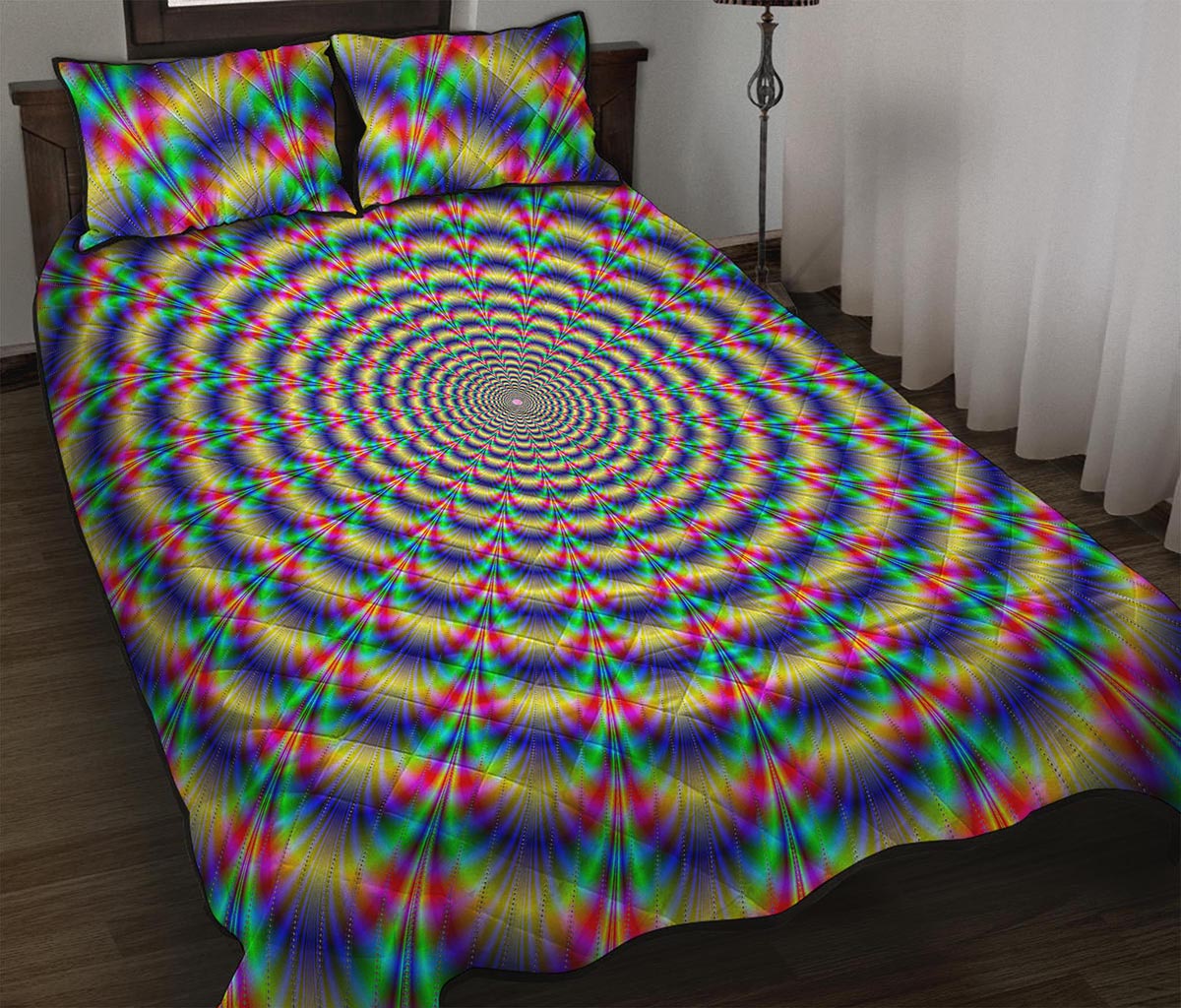 Psychedelic Explosion Optical Illusion Quilt Bed Set