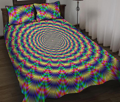 Psychedelic Explosion Optical Illusion Quilt Bed Set