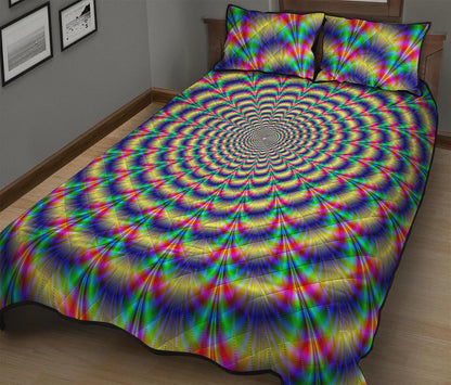 Psychedelic Explosion Optical Illusion Quilt Bed Set